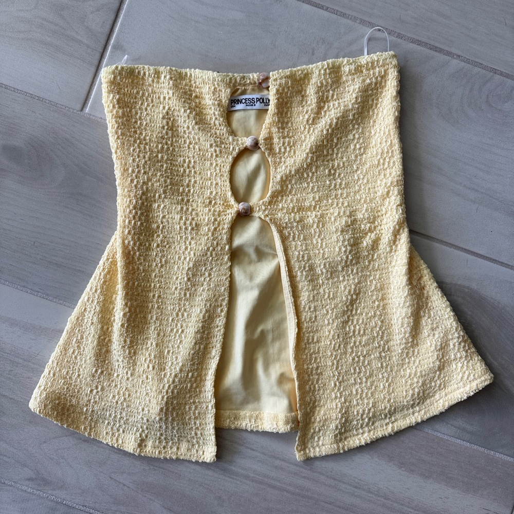 Princess Polly Lemon Strapless Textured Top